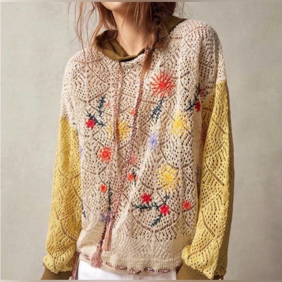 BellanBlue Crochet Detail Hoodie Floral Braided Rope Tassels at waist & neck - Picture 10 of 14